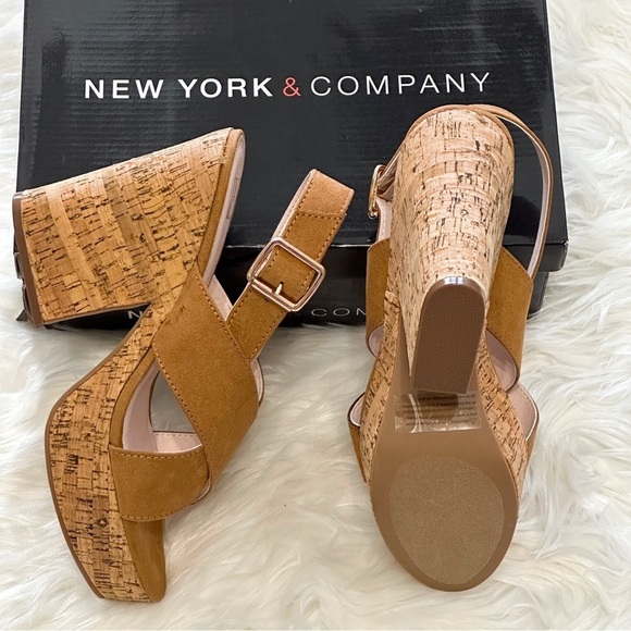 New York & Company Aislinn Cognac Platform Heel Size 9.5 - Picture 7 of 8